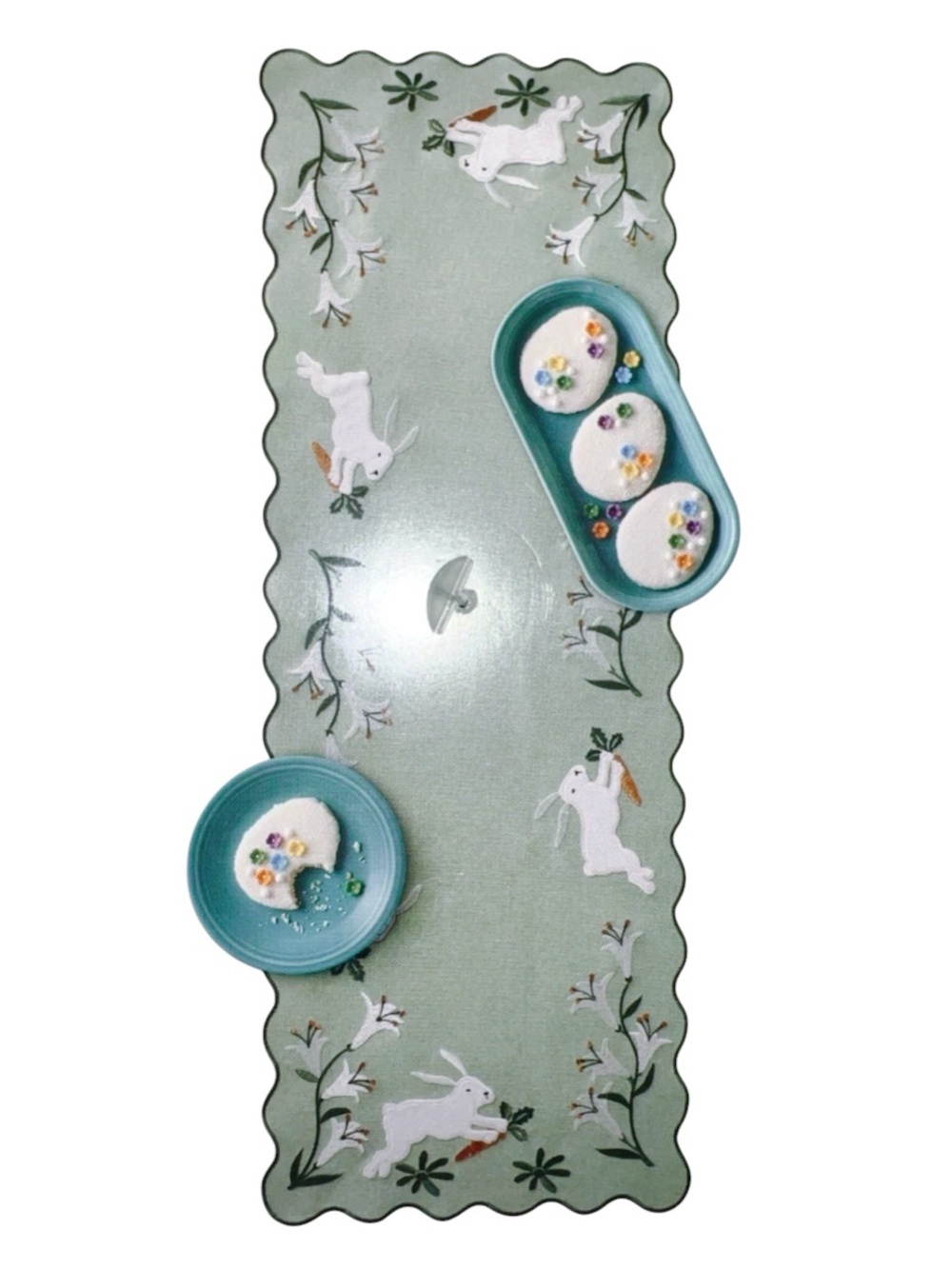 Easter Bunny Table Runner Embroidered Cutout 13X36 Celebrate Together™ Green NIP